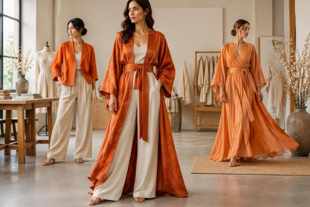 découvrez la collection orange kimono : robes, vestes et tendances mode pour composer des looks élégants, colorés et faciles à porter.